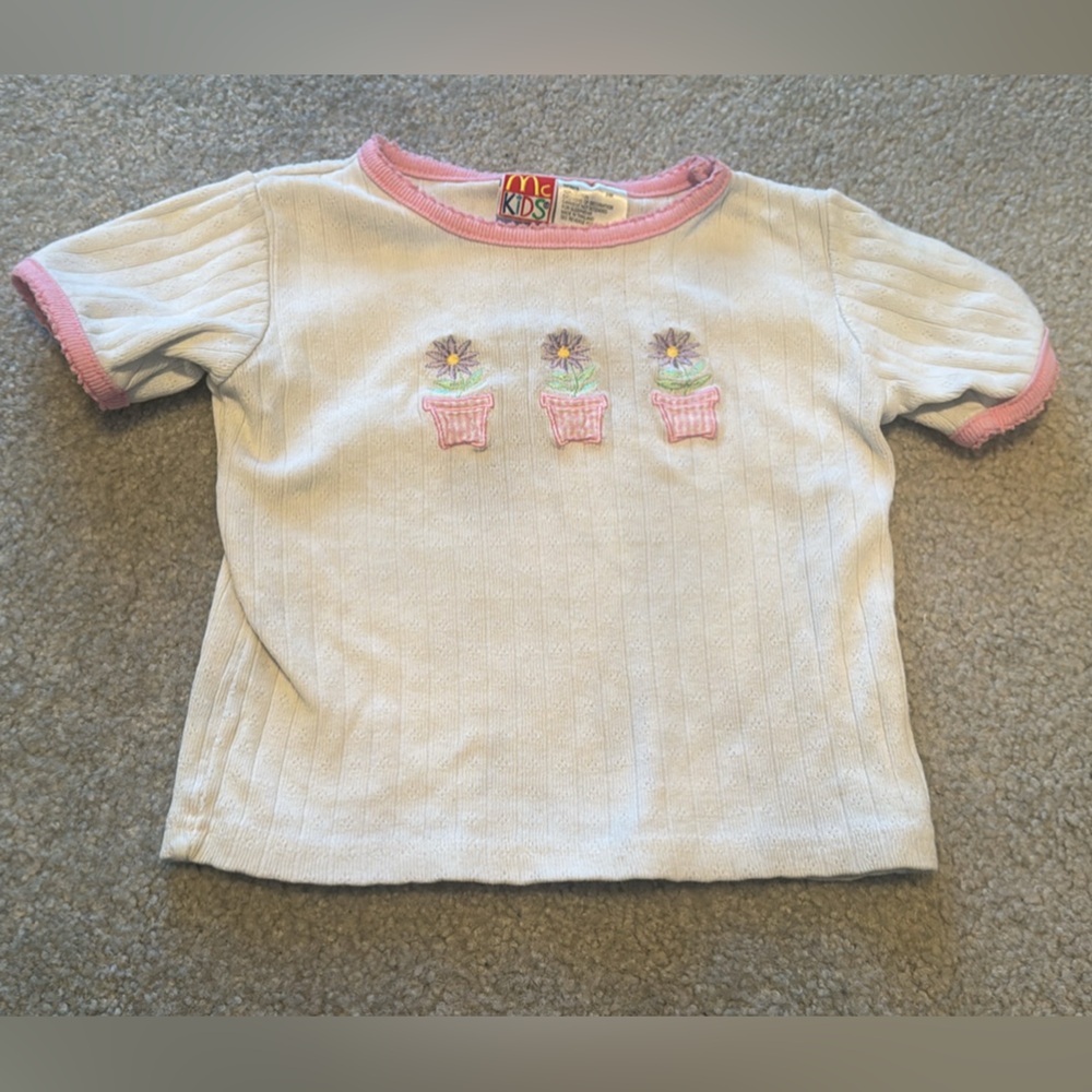 Vintage “McKids” Tee with Floral Embroidery
